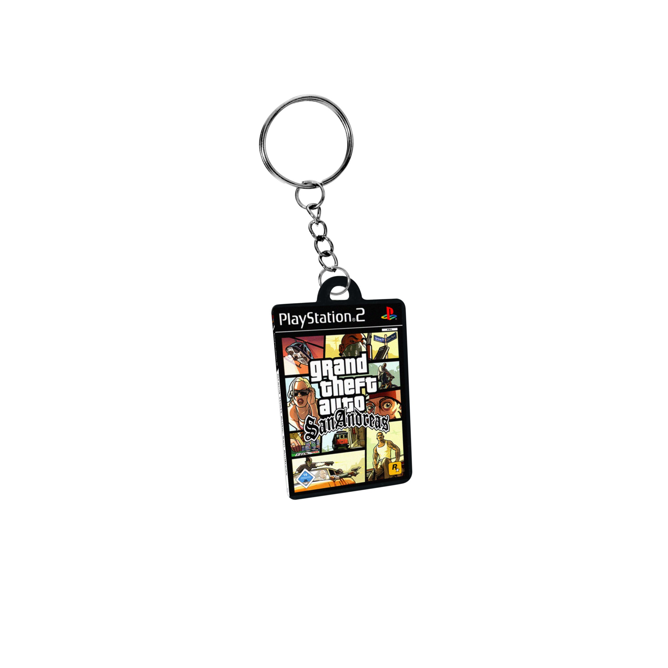 Llavero Miniatura De Playstation 2 PS2 - Carcasa De Juego Grand Theft Auto: San Andreas